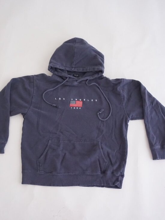Brandy Melville Tops - John Galt Navy Los Angeles 1984 Flag Embroidered Drawstring Kangaroo Pocket M